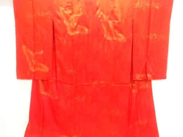 JAPANESE KIMONO / ANTIQUE JUBAN / SILK / MON KINSHA / WOVEN FLOWER